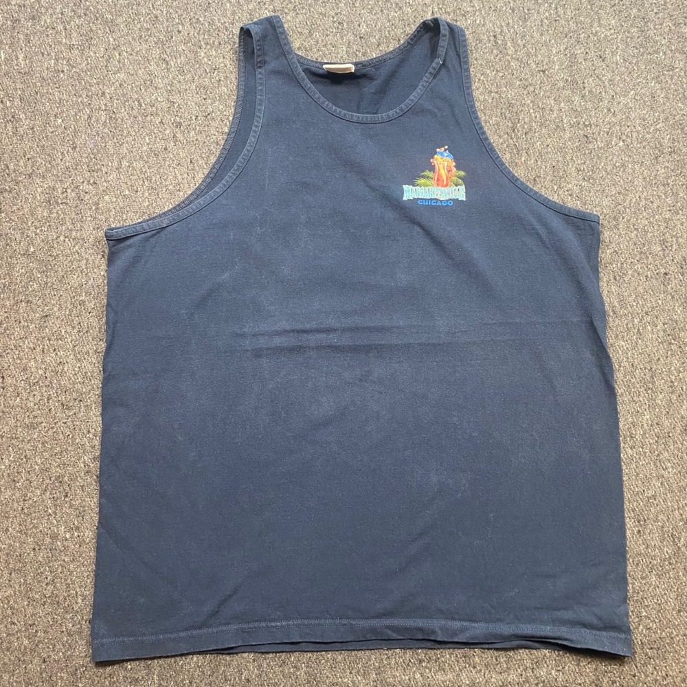 Margaritaville Chicago‎ Tank Top Sz XL Mens Navy Blue Tropical Parrot Beach